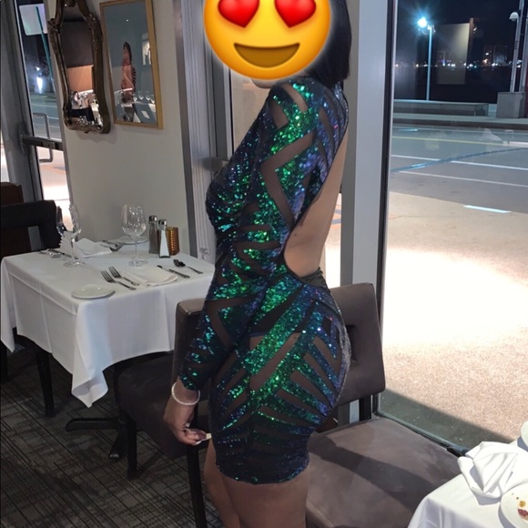 Blue/Green Sequin Dress - Picture 2 of 3